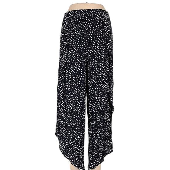 RD Style Blue White Polka Dot Wide Leg With Slit Pants Size Large NWOT - Picture 2 of 10